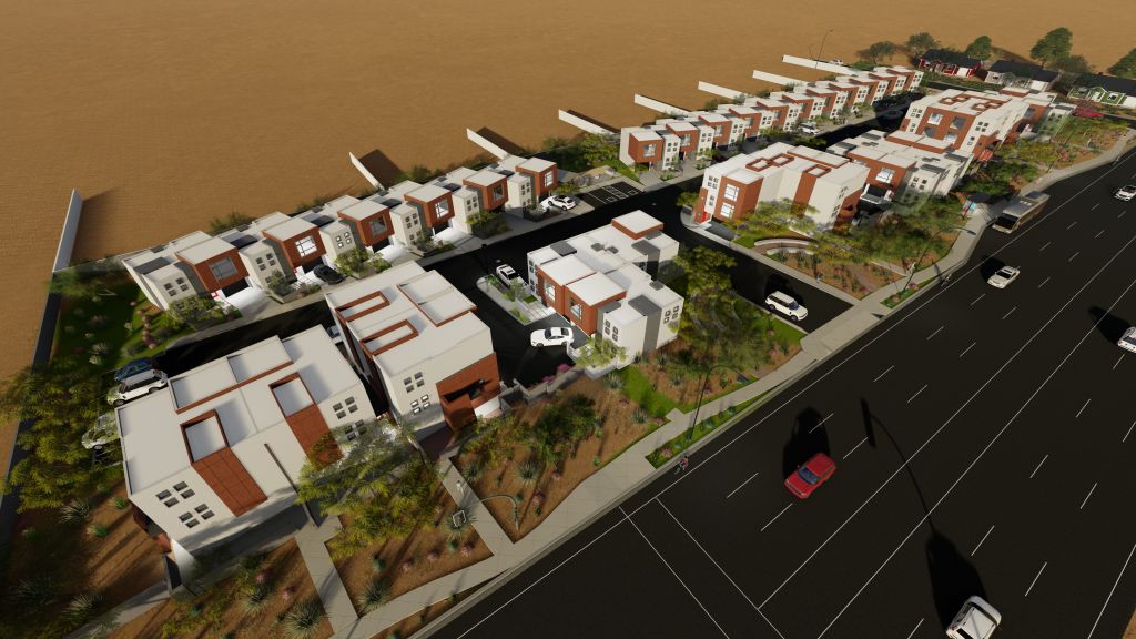 Bird's eye view rendering of Project 38